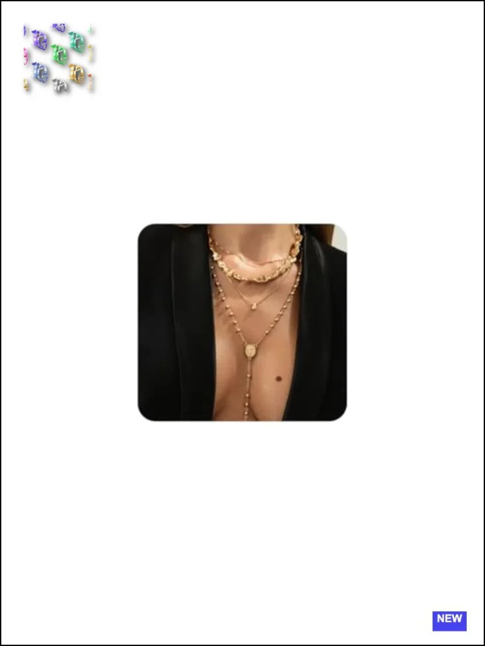 Layered Irregular Geometric Long Stackable Bead Choker Necklace